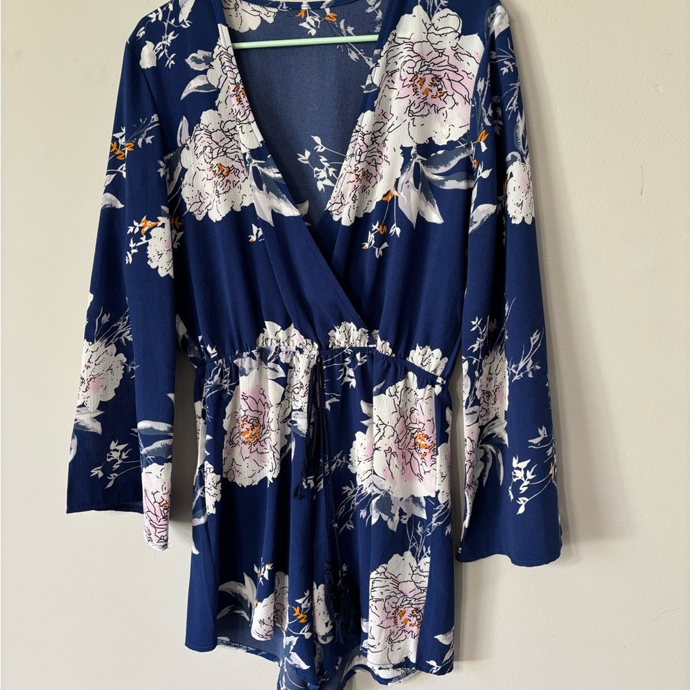Floral Navy Blue Romper